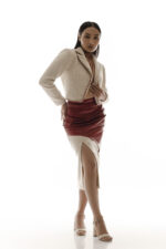 Aiza Cropped Blazer & Tweed Wrap Skirt