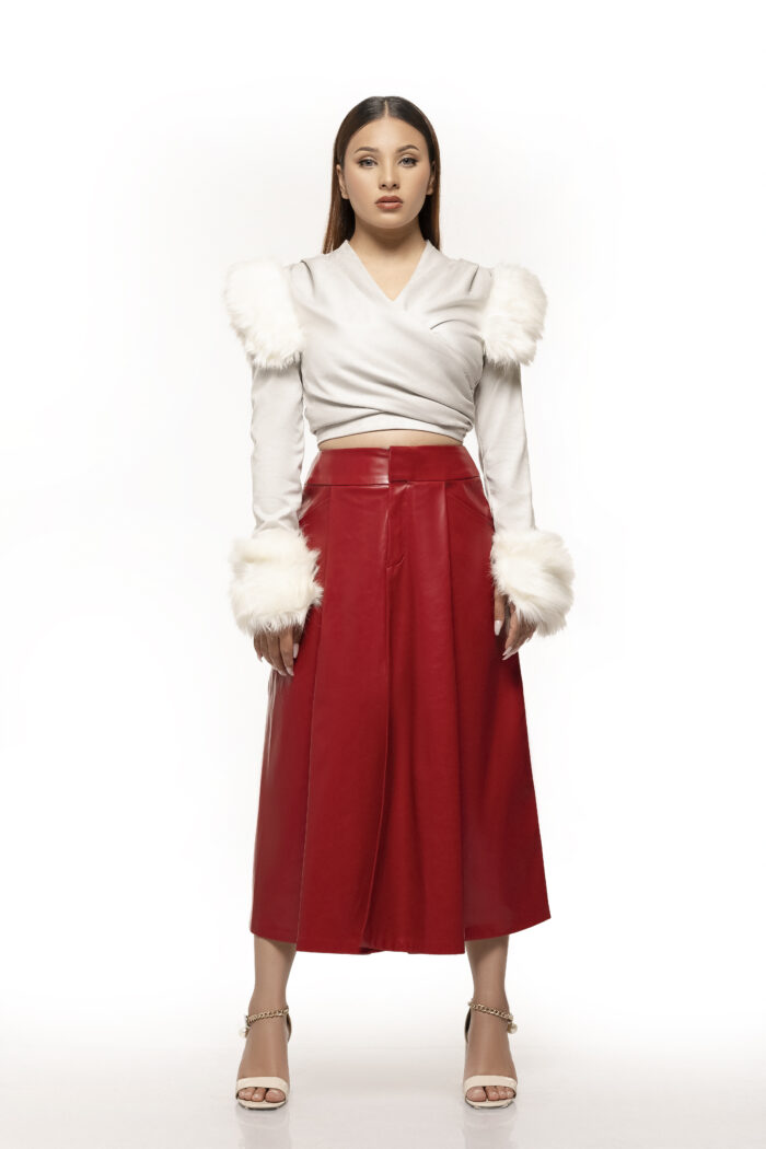 Arika Leather Midi Skirt Leather skirts midi Red leather skirt