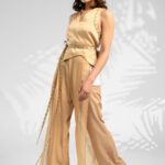 georgette panel trousers origami crop top women's trousers for summer cotton pants