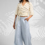 Textured wrap top women's top summer top mid waist top crop top